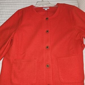 Croft & Barrow Womens Button Up Jacket Cardigan SZ L Orange Red Long Sleeve